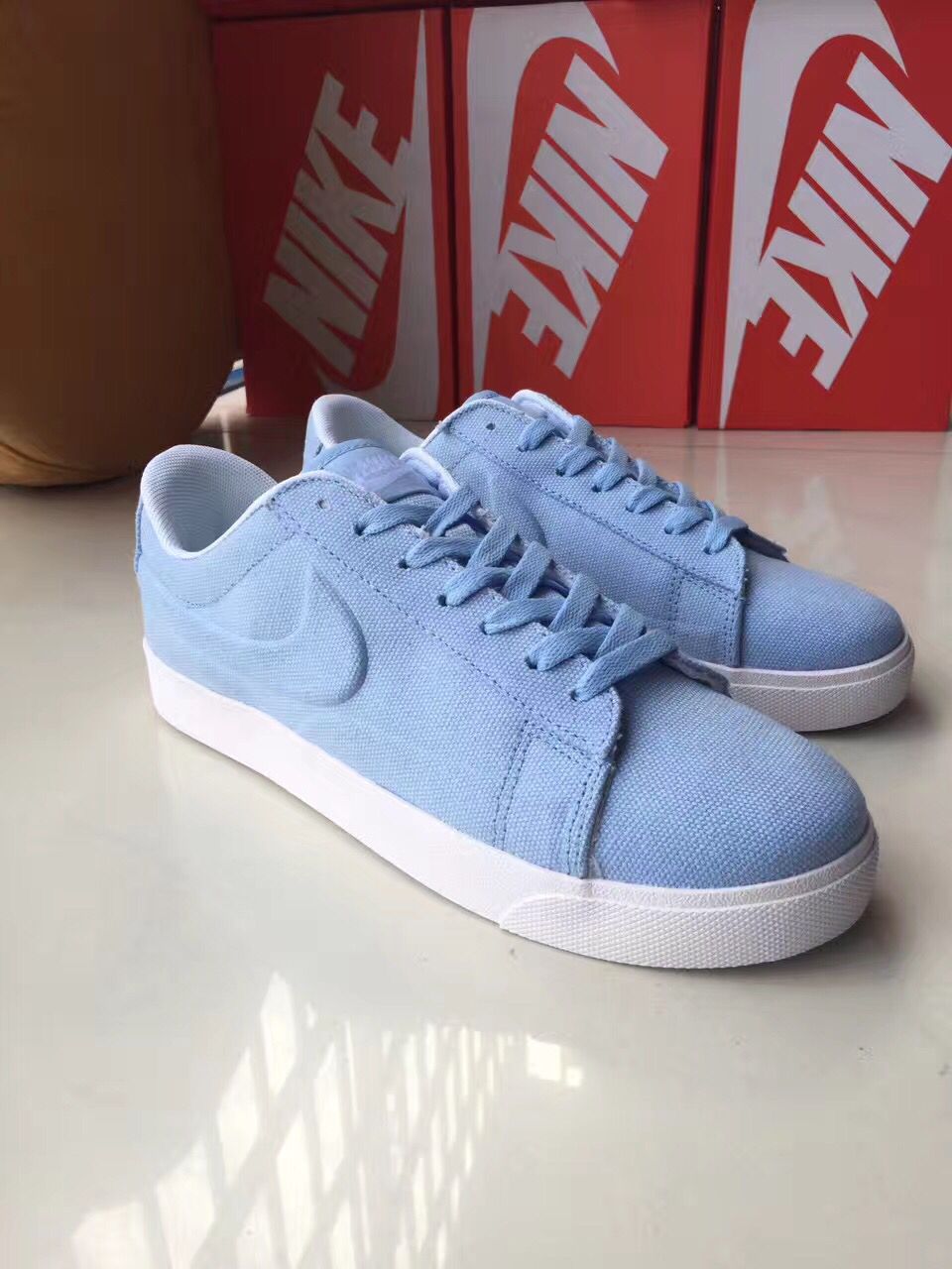 Nike Blazer 4 Low Blue White Shoes - Click Image to Close